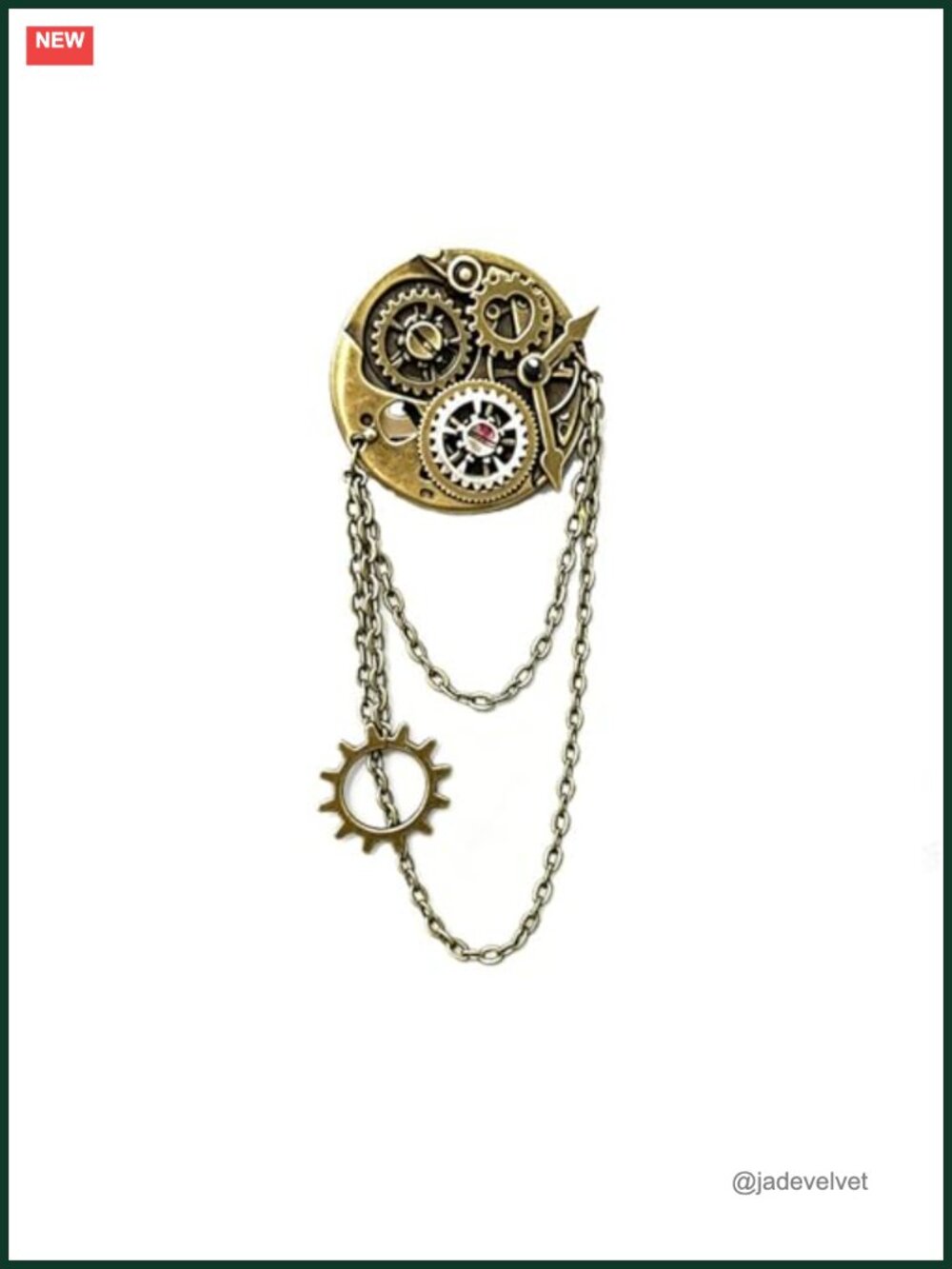 Steampunk Gear Clock Key Bird Wing Brooch Pin Antique Bronze Alloy Steel Women